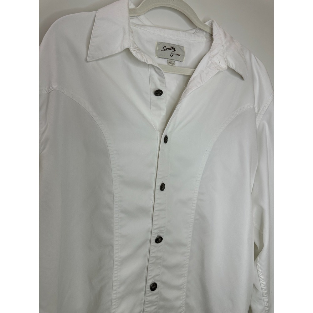 Scully Western Button Up Shirt Star Button Long Sleeve Large Country Mens White - Picture 13 of 15